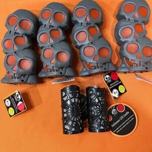 Gray Skull String Lights and Black Spider LED Candles